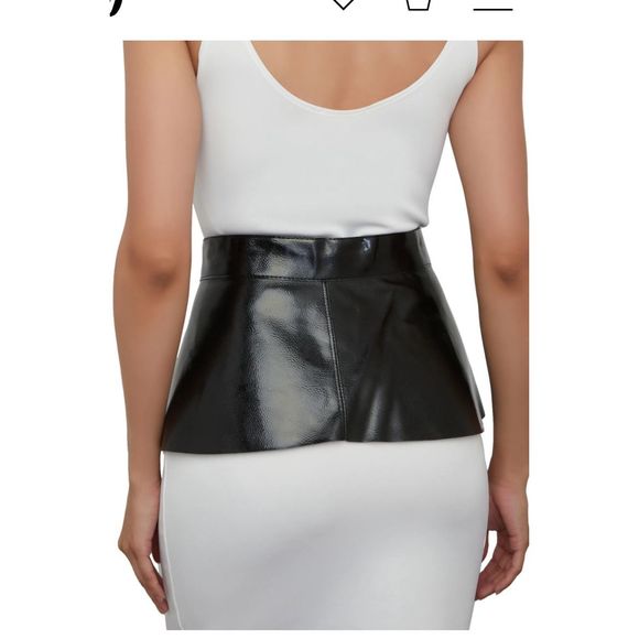 Faux Leather Peplum Belt - Black - Picture 2 of 9